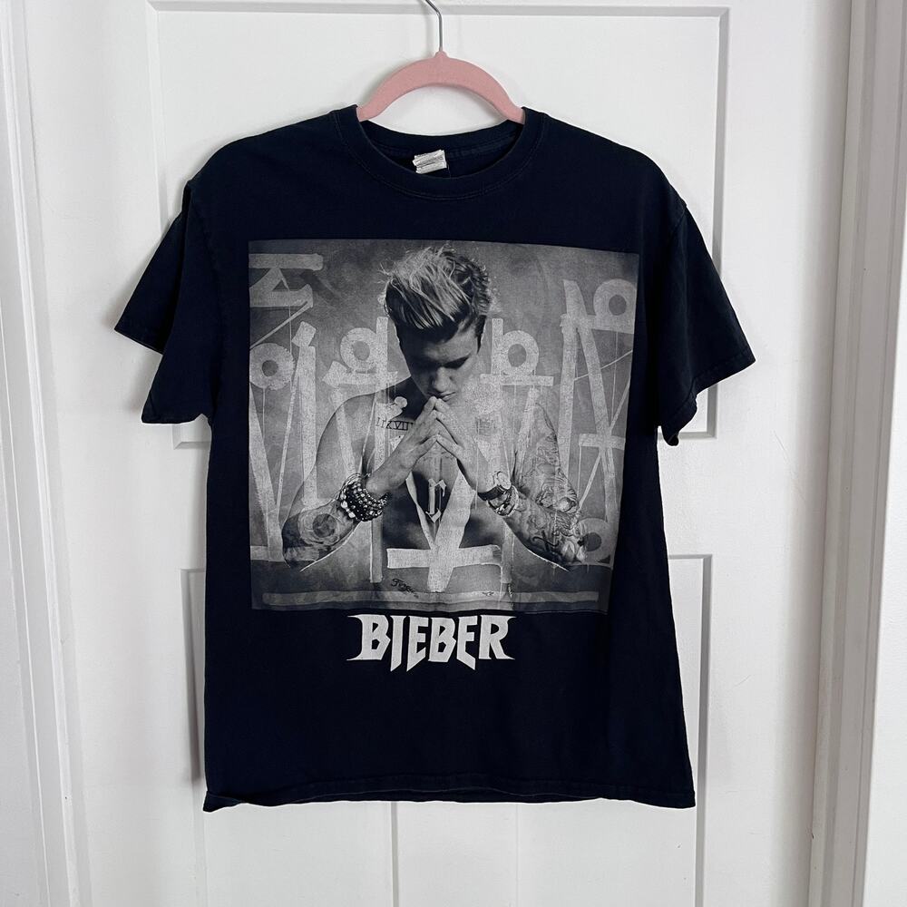 Justin Bieber Purpose Tour Tee Size M Black White